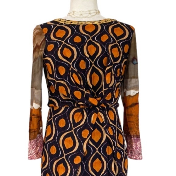 Anthropologie x Blank London Twist Front NWT Dress Long Sleeve Midi Batik Print - Picture 7 of 12